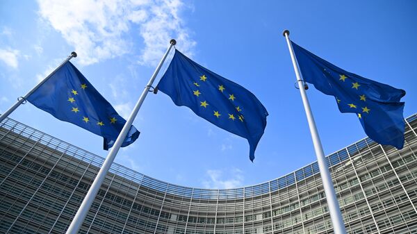 Флаги с символикой Евросоюза. Архивное фото  - Sputnik Грузия