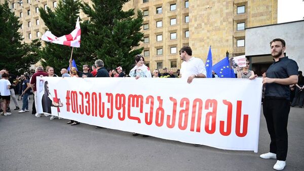Акция протеста ЕНД у правительственной администрации с требованием освободить Саакашвили - Sputnik Грузия