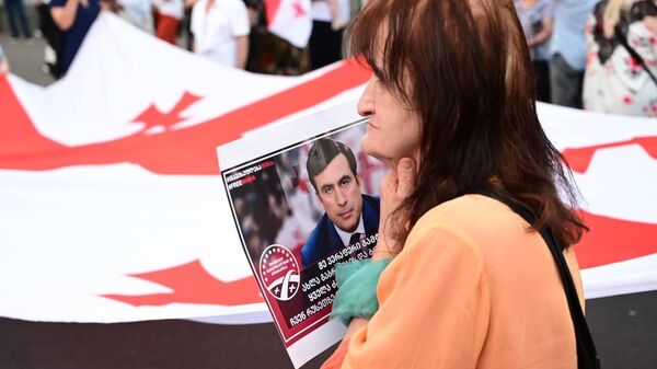Акция протеста ЕНД у правительственной администрации с требованием освободить Саакашвили - Sputnik Грузия