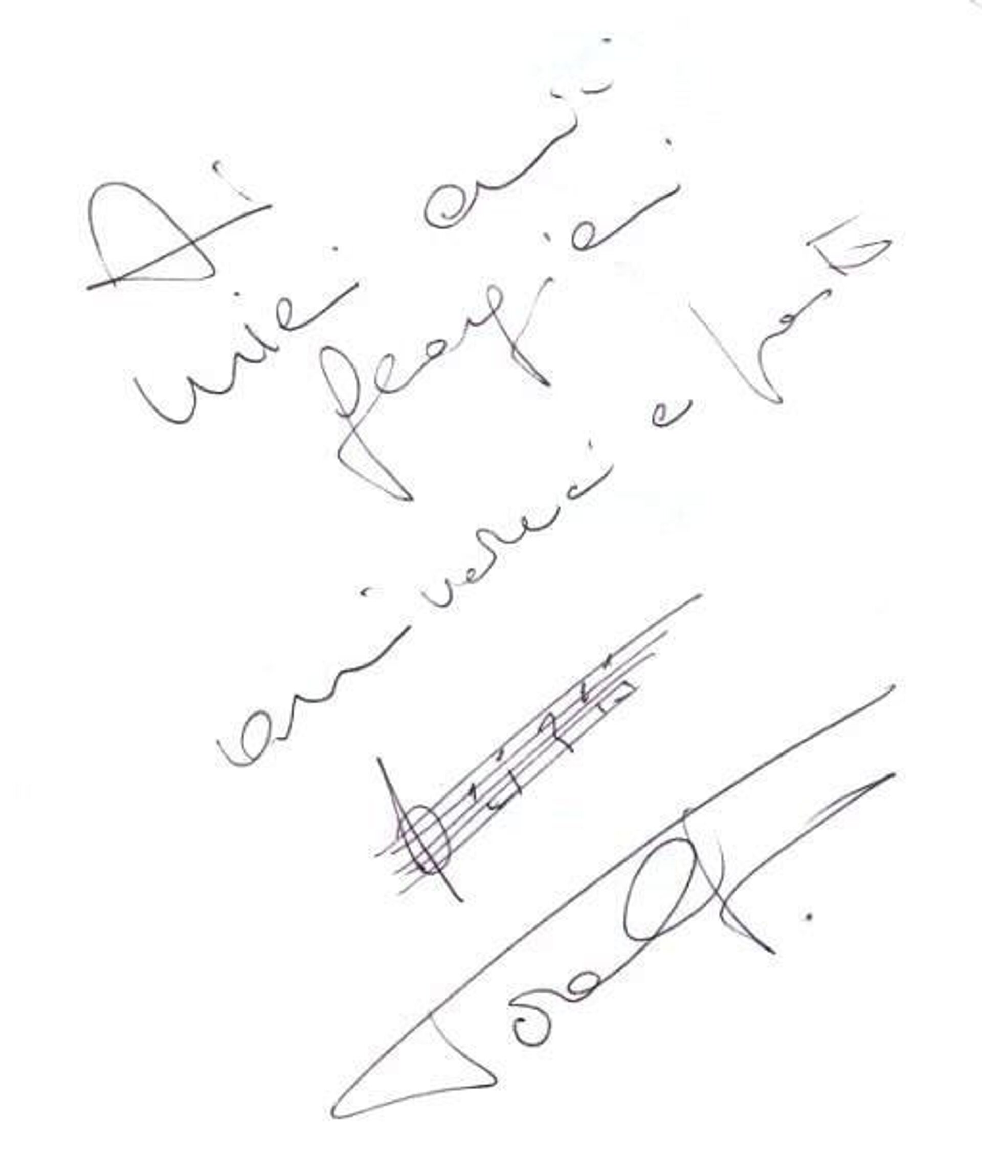 Автограф с нотами от Тото Кутуньо для грузинских поклонников - Sputnik Грузия, 1920, 24.08.2023