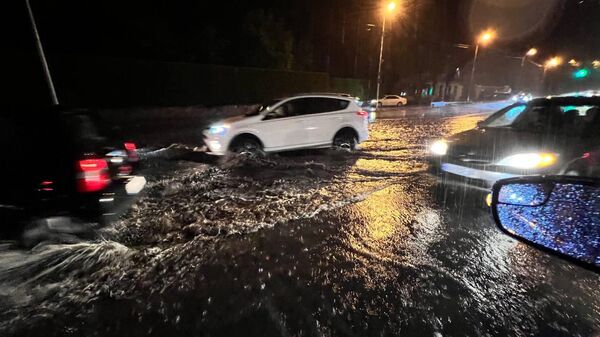 Последствия сильного ливня и грозы в столице Грузии - наводнение в центре города - Sputnik Грузия