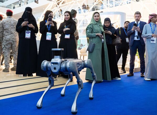 Собака-робот на 2-й Всемирной оборонной выставке World Defense Show. - Sputnik Грузия