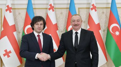 Встреча премьер-министра Грузии Ираклия Кобахидзе и президента Азербайджана Ильхама Алиева