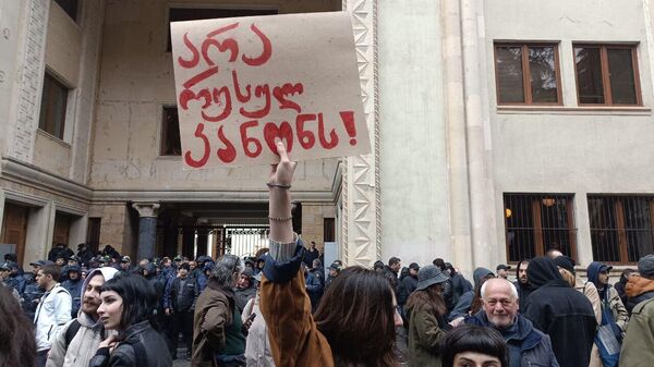 Акция протеста оппозиции против принятия закона Об иноагентах  - Sputnik Грузия