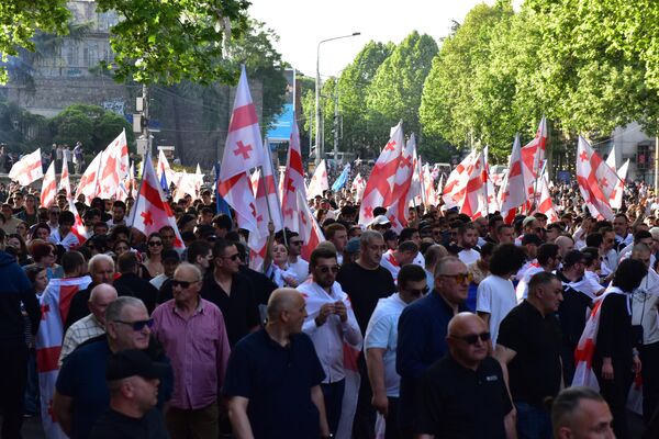 Многотысячное шествие сторонников правящей партии &quot;Грузинская мечта&quot; по центру Тбилиси. - Sputnik Грузия