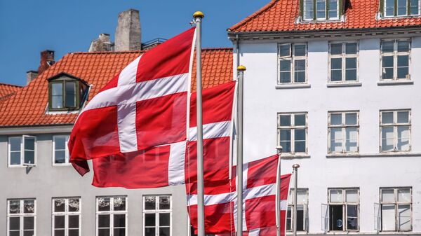 Государственный флаг Дании на одной из улиц Копенгагена - Sputnik Грузия
