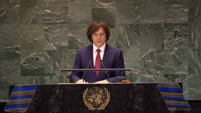 Премьер-министр Грузии Ираклий Кобахидзе во время выступления на заседании Совета Безопасности ООН
