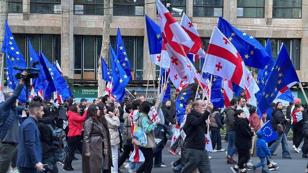 Акция протеста сторонников оппозиции в столице Грузии 20 октября 2024 года - Sputnik Грузия