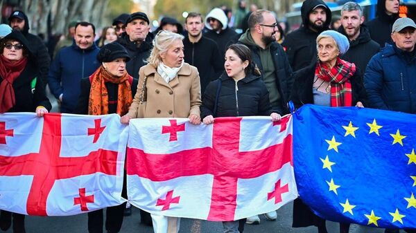  Оппозиция устала, но не сдается: в Тбилиси митингуют против Грузинской мечты  - Sputnik Грузия