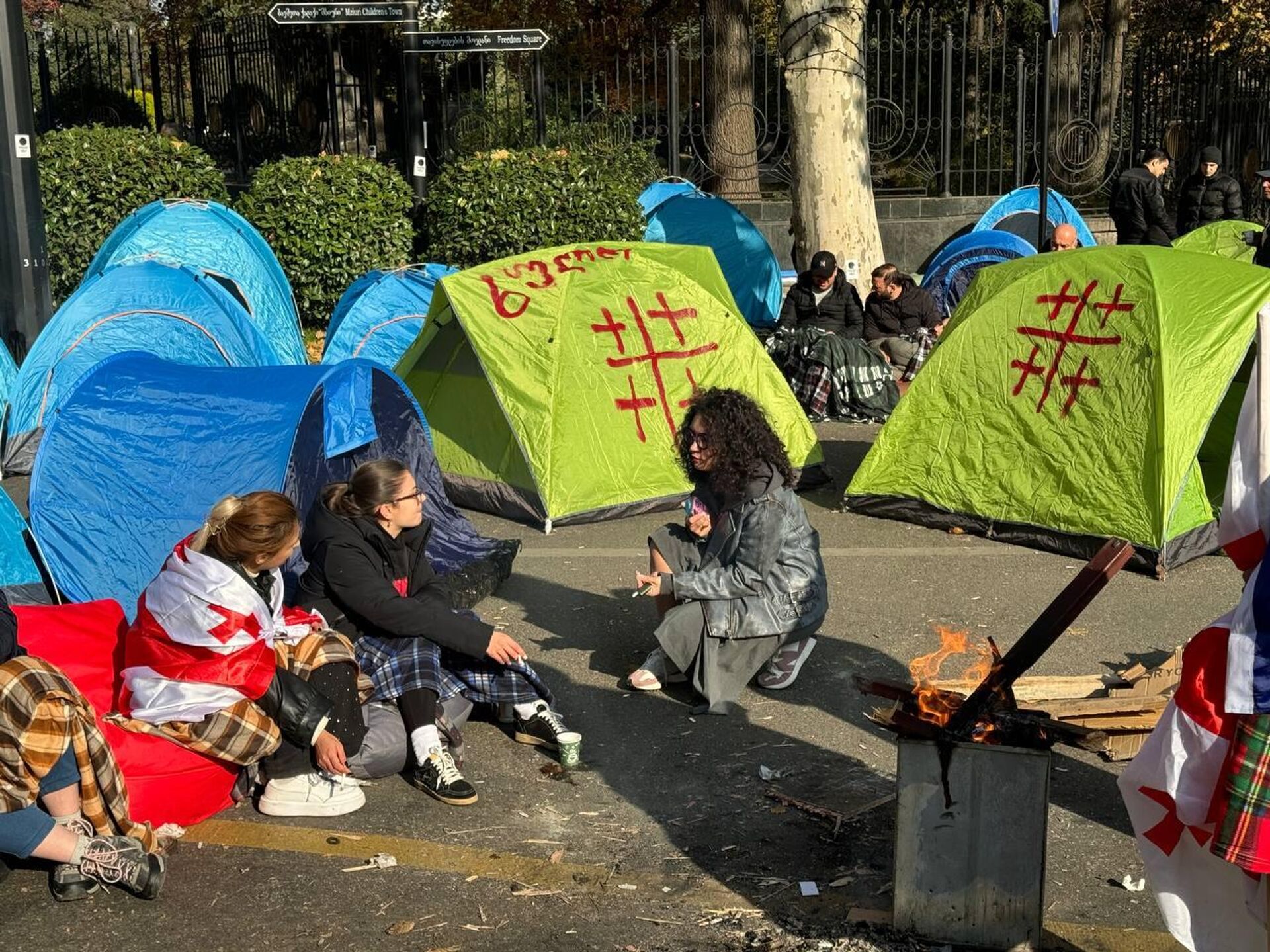 Палаточный городок оппозиции. Акция протеста у здания ТГУ 18 ноября 2024 года - Sputnik Грузия, 1920, 08.01.2026