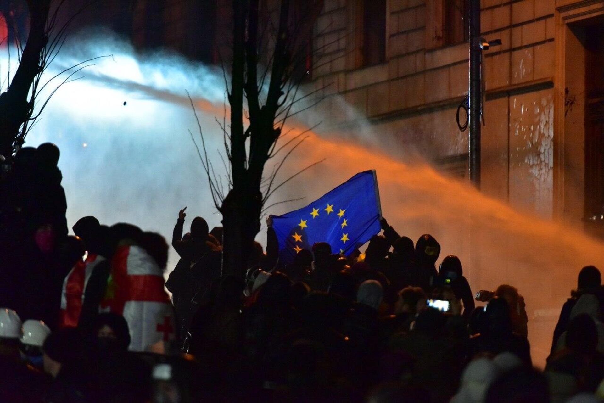 Разгон массовых протестов объединённой оппозиции в столице Грузии в ночь на 2 декабря 2024 года - Sputnik Грузия, 1920, 02.12.2024