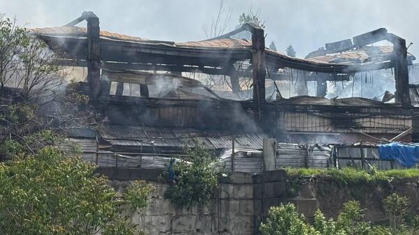 Сгоревшие склады и магазины на Вокзальной площади, на территории бывшего Боржомского вокзала  - Sputnik Грузия