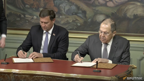 Лавров и глава МИД Беларуси Рыженков подводят итоги переговоров в Москве - Sputnik Грузия