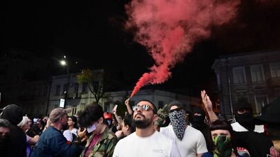 Акция протеста прозападной оппозиции у избирательного штаба Кахи Каладзе