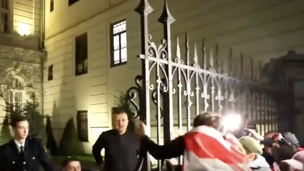 Сторонники оппозиции пытаются проникнуть в резиденцию президента Грузии - видео - Sputnik Грузия