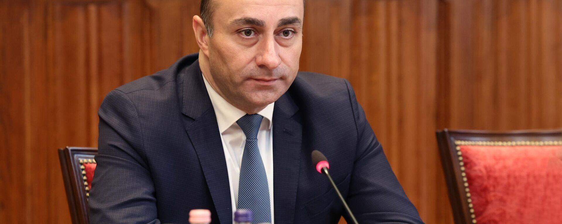 Министр внутренних дел Грузии Гела (Гека) Геладзе на встрече со своим венгерским коллегой Шандором Пинтером в Будапеште - Sputnik Грузия, 1920, 02.12.2025