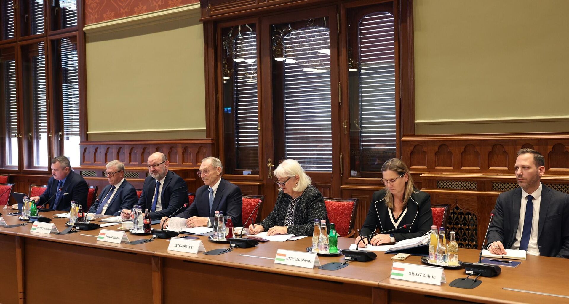 Министр внутренних дел Грузии Гела (Гека) Геладзе на встрече со своим венгерским коллегой Шандором Пинтером в Будапеште - Sputnik Грузия, 1920, 28.10.2025