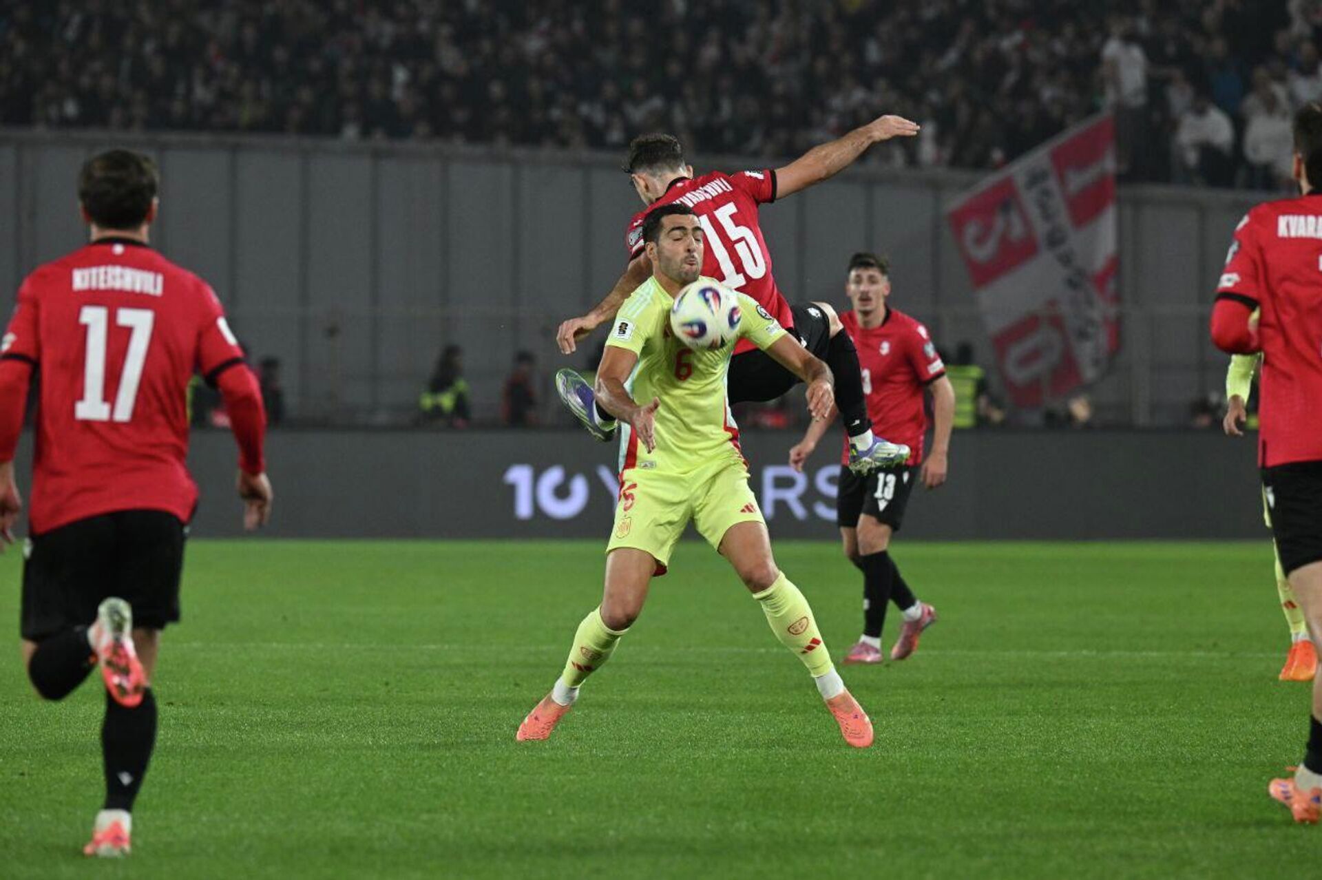 Матч между сборными по футболу Грузии и Испании в рамках отборочного тура к ЧМ-2026 - Sputnik საქართველო, 1920, 16.11.2025