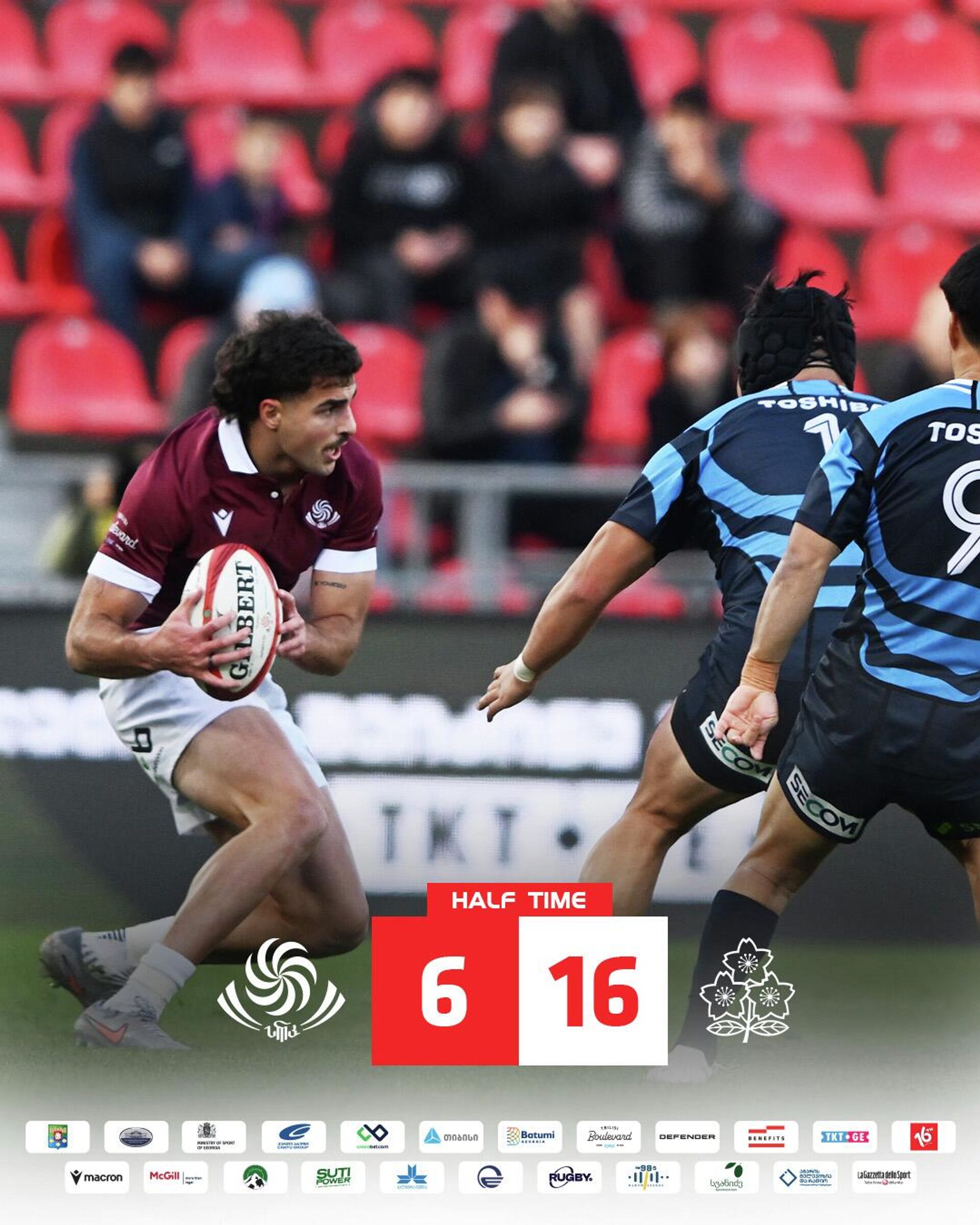 Сборная Грузии по регби в третьем ноябрьском тест-матче против сборной Японии проиграла сопернику в Тбилиси со счетом 23:25 - Sputnik Грузия, 1920, 22.11.2025