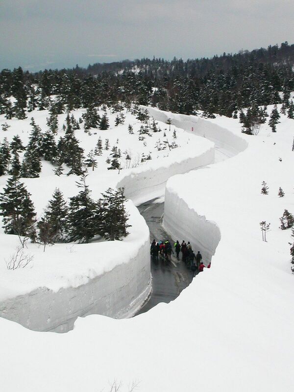 Путь среди высоких сугробов в японском городе Аомори - Sputnik Грузия