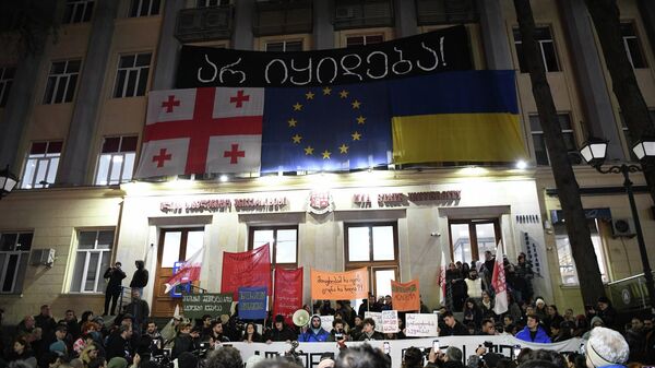 Государственный университет Ильи. Надпись на грузинском — НЕ ПРОДАЁТСЯ! - Sputnik Грузия