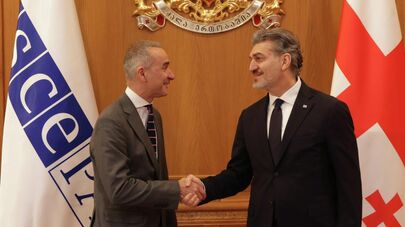 Президент Грузии Михаил Кавелашвили и президент Парламентской ассамблеи ОБСЕ Пере Хоаном Понсом Сампьетро, 10 марта 2026г.