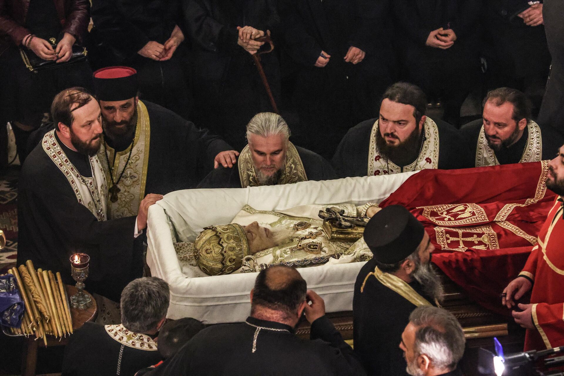 Траурная церемония прощания с Патриархом Всея Грузии Илией Вторым в храме Самеба - Sputnik საქართველო, 1920, 22.03.2026