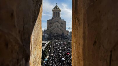 Траурная церемония прощания с Патриархом Всея Грузии Илией Вторым в храме Самеба 
