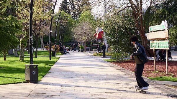 Весна в Тбилиси. Девушка катается на скейтборде по парку Дэда Эна - Sputnik Грузия