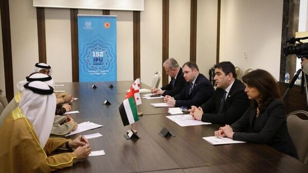 Шалва Папуашвили на встрече со своим коллегой из ОАЭ Сакром Гобашем - Sputnik Грузия