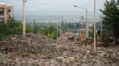 Последствия наводнения в городе Телави в Кахети