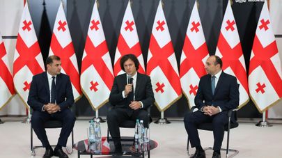 Премьер-министр Грузии Ираклий Кобахидзе представил личному составу СГБ нового главу ведомства Тамаза Борашвили, 16 сентября 2026 года