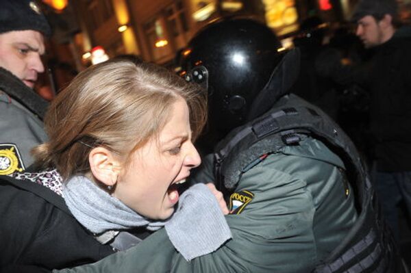 Задержания сторонников оппозиции на Триумфальной площади в Москве. - Sputnik Грузия