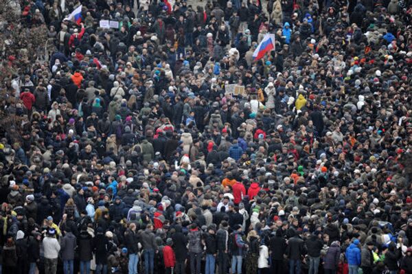 По разным данным, число митингующих составило от 40 до 100 тысяч человек. МВД РФ называло цифру в 20 тысяч человек. - Sputnik Грузия
