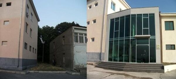 Для сравнения - так выглядела старая клиника (слева) и новое здание - справа.  - Sputnik Грузия