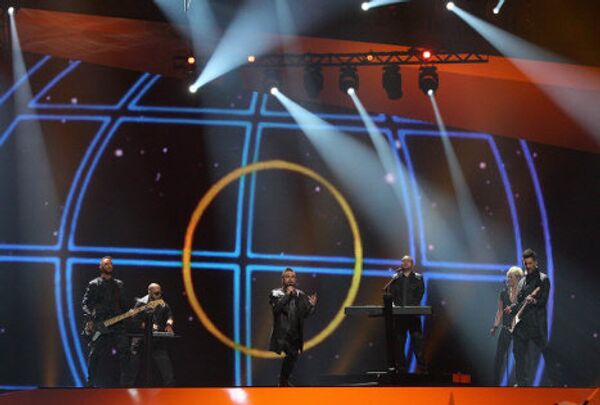 Участники конкурса Евровидение -2012 от Венгрии, группа Compact Disco на сцене комплекса Baku Crystal Hall в Баку. - Sputnik Грузия