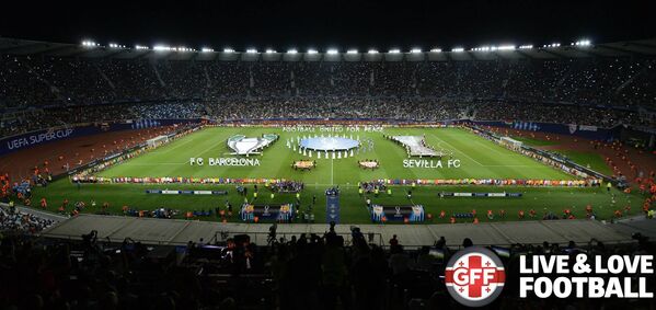 Матч за Суперкубок УЕФА между Барселоной и Севильей состоялся поздно вечером во вторник в Тбилиси, на национальном стадионе Динамо Арена. - Sputnik Грузия
