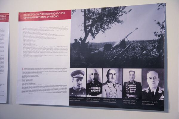 Также представлены исторические справки, и портреты известных грузинских офицеров, военачальников и героев Советского союза. - Sputnik Грузия