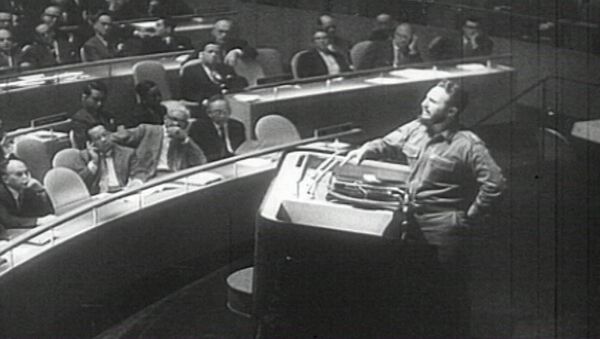 Речь Фиделя Кастро в ООН, занесенная в Книгу рекордов Гиннесса. Архив - Sputnik Грузия