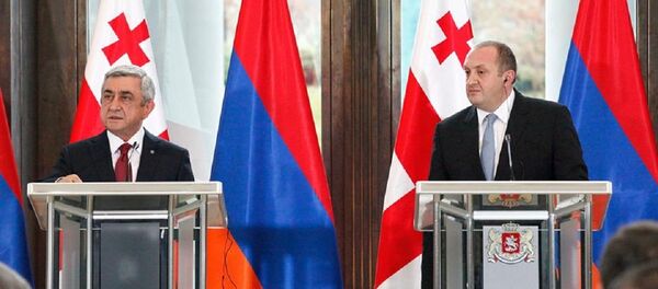 Президент Грузии Георгий Маргвелашвили и президент Армении Серж Саргсян Президент Грузии Георгий Маргвелашвили и президент Армении Серж Саргсян - Sputnik საქართველო