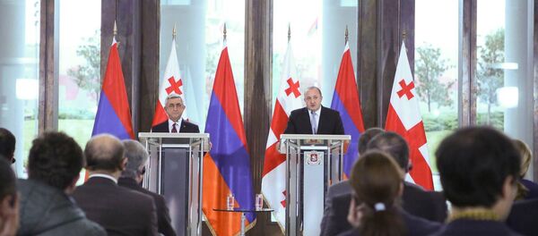 Серж Саргсян и Георгий Маргвелашвили - брифинг президентов - Sputnik Грузия