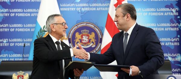 Министр иностранных дел Георгий Квирикашвили и его коллега из Сан-Морино Паскаль Валентини - Sputnik Грузия