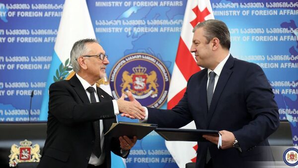 Министр иностранных дел Георгий Квирикашвили и его коллега из Сан-Морино Паскаль Валентини - Sputnik Грузия