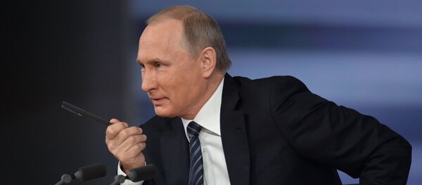 Одиннадцатая ежегодная большая пресс-конференция президента России Владимира Путина - Sputnik Грузия