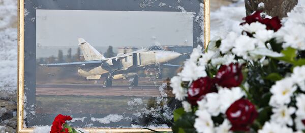 Цветы у памятника авиаторам в центре Липецка в память о подполковнике липецкого авиацентра ВВС России Олеге Пешкове - Sputnik Грузия