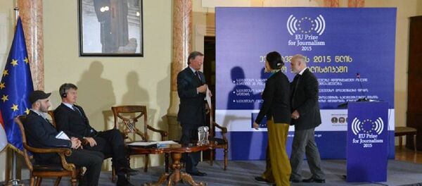 ევროკავშირმა ქართველი ჟურნალისტები დააჯილდოვა. ევროკავშირმა ქართველი ჟურნალისტები დააჯილდოვა. - Sputnik საქართველო