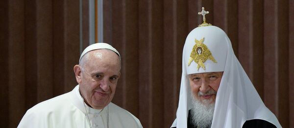 Встреча патриарха Московского и всея Руси Кирилла с папой римским Франциском Встреча патриарха Московского и всея Руси Кирилла с папой римским Франциском - Sputnik Грузия