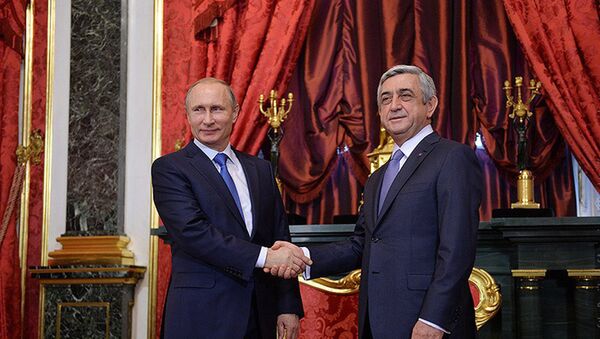 Президенты Армении и России Серж Саргсян и Владимир Путин - Sputnik Грузия
