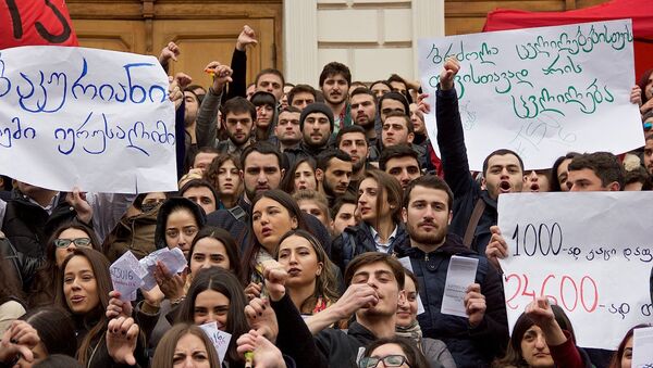Протест студентов университета - Sputnik Грузия