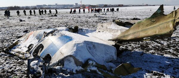 На месте крушения пассажирского самолета Boeing-737-800, который разбился при посадке в аэропорту Ростова-на-Дону. На месте крушения пассажирского самолета Boeing-737-800, который разбился при посадке в аэропорту Ростова-на-Дону. - Sputnik Грузия
